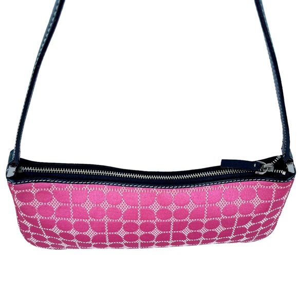 Kate Spade Noel Pink Dot & Leather Mini Shoulder Bag/Baguette Designer Handbag - Picture 5 of 12